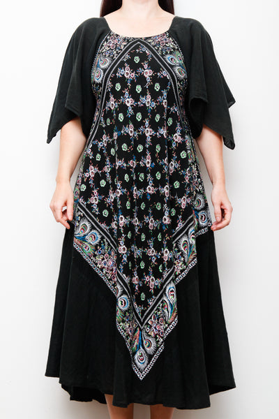Rare 1970s Indian Cotton Maxi Dress – Bohemian Paisley Kaftan Style