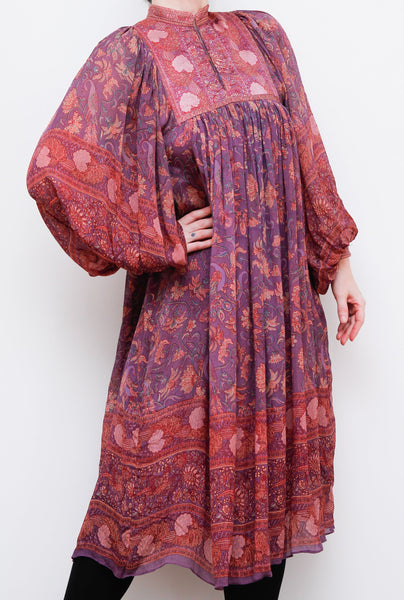 Rare Rita Kumar 1970's Pure Indian Silk Gauze Dress