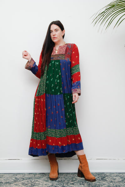 1970's Rare Floral Patchwork Afghan Dress