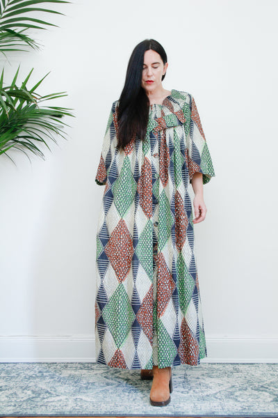 1970's  African Smock Maxi Cotton Dress