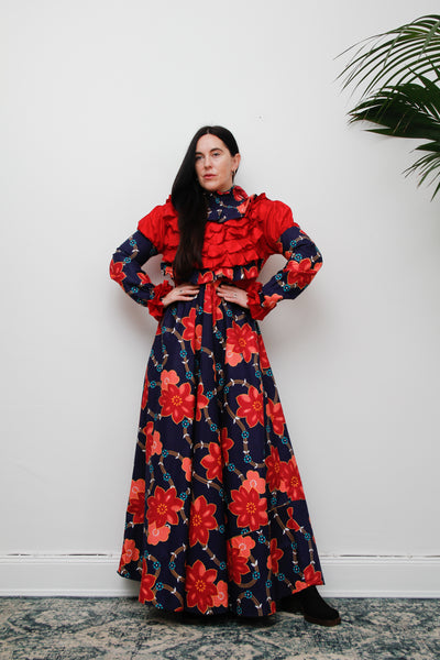 Vintage Floral Gothic Victorian Maxi Dress