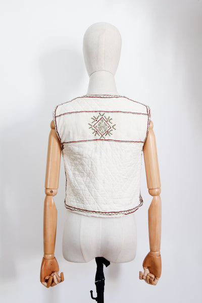 1970's Quilted Indian Cotton Folklore Waistcoat Rare