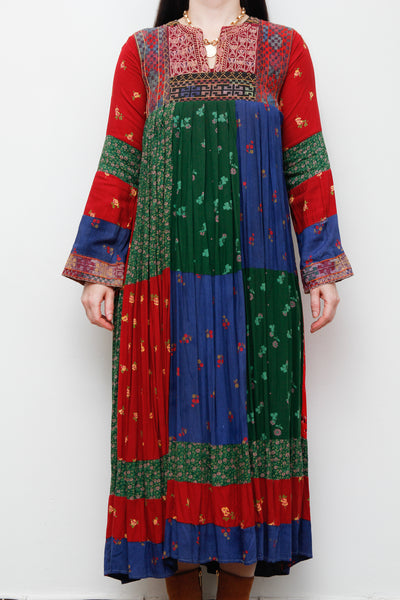 1970's Rare Floral Patchwork Afghan Dress
