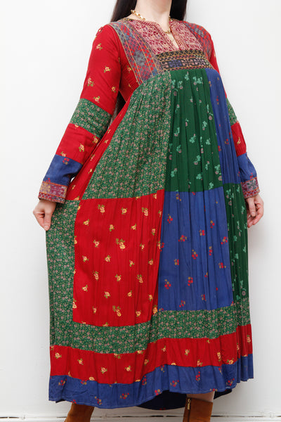 1970's Rare Floral Patchwork Afghan Dress