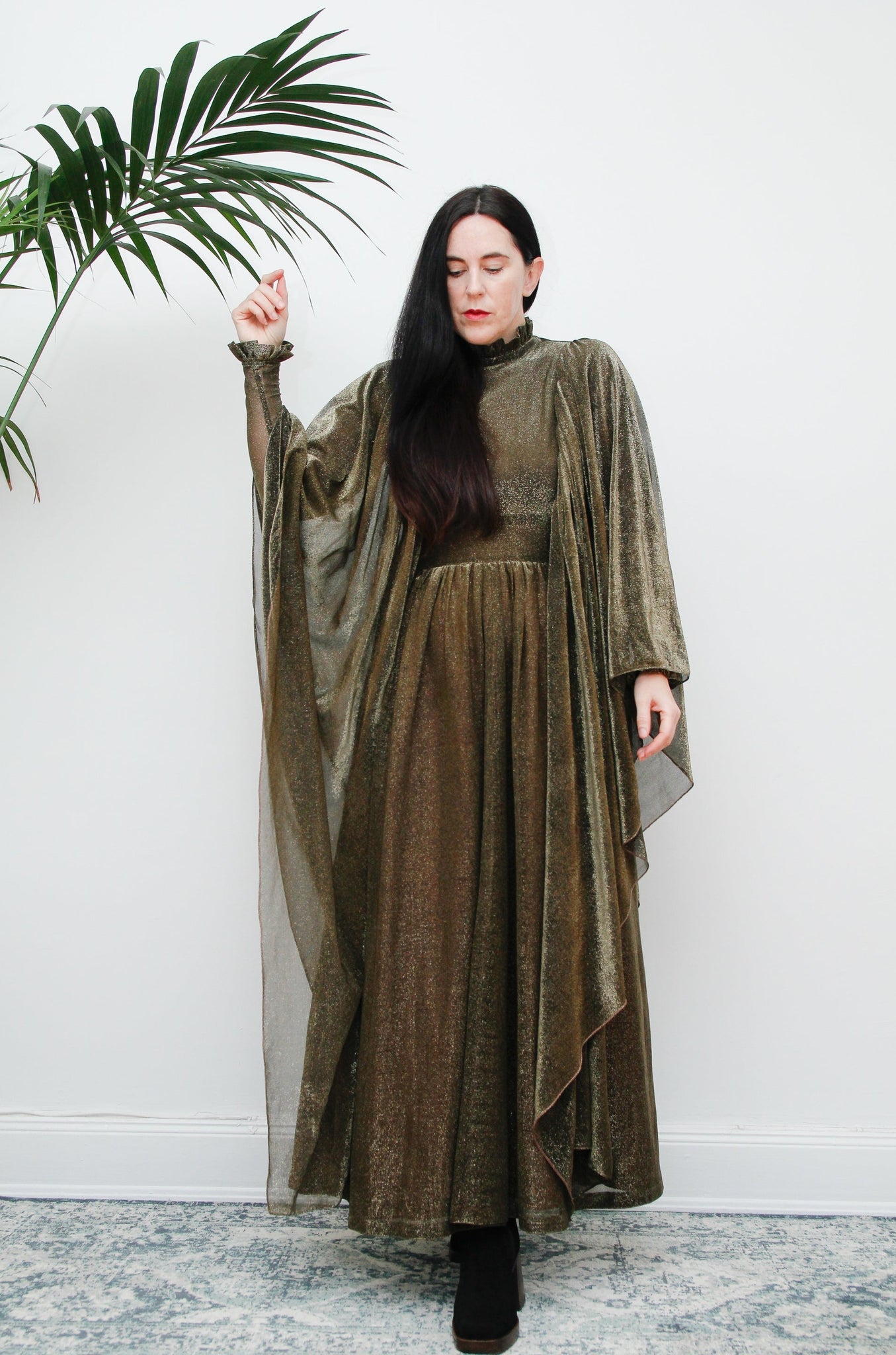 1970's Lurex Metallic Disco Kaftan Maxi Dress