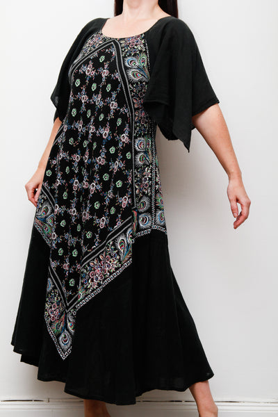 Rare 1970s Indian Cotton Maxi Dress – Bohemian Paisley Kaftan Style