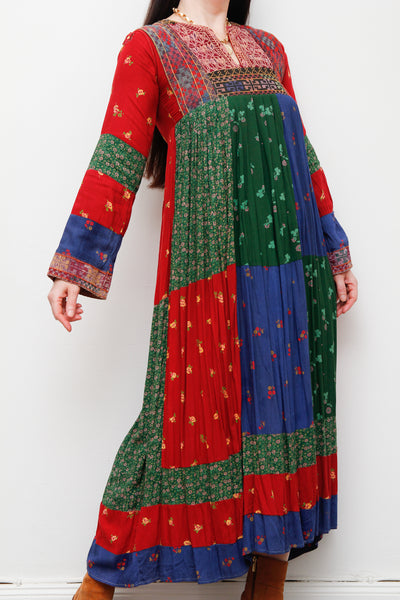 1970's Rare Floral Patchwork Afghan Dress