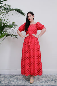 Vintage Vera Mont 1970's Cotton Lace Maxi Dress