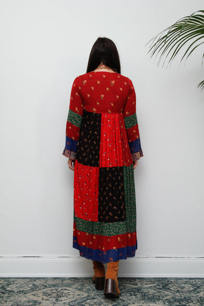 1970's Rare Floral Patchwork Afghan Dress
