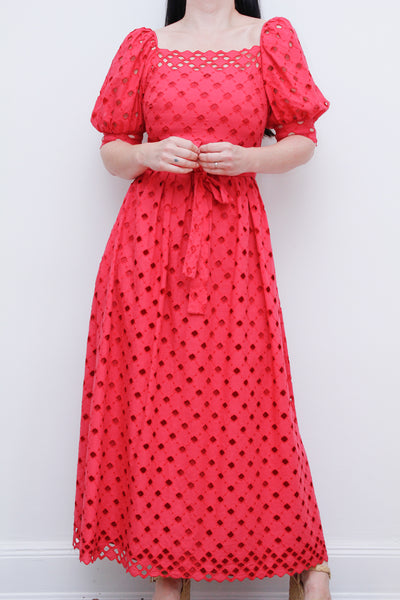 Vintage Vera Mont 1970's Cotton Lace Maxi Dress