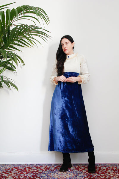 Vintage Victorian Velvet Prairie Maxi Dress