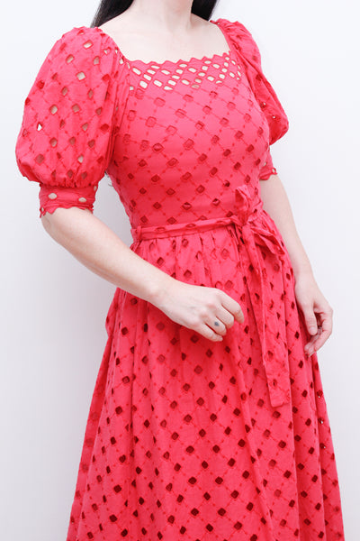 Vintage Vera Mont 1970's Cotton Lace Maxi Dress