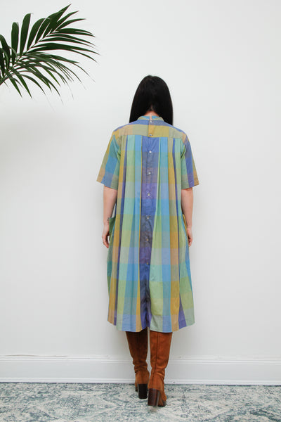 1970's Anastasia Paris Cotton Stripe Smock Dress Rare