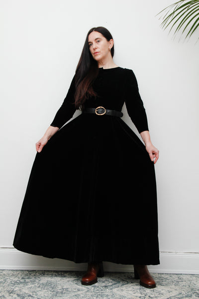 Vintage Black Velvet Laura Ashley style Dress