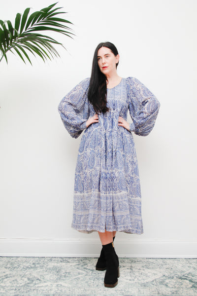 Original Floral Indian Cotton Gauze Smock Dress 1970's