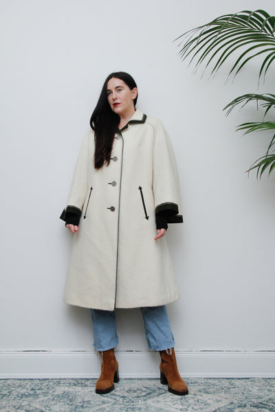 Vintage Cream Wool Cape Coat