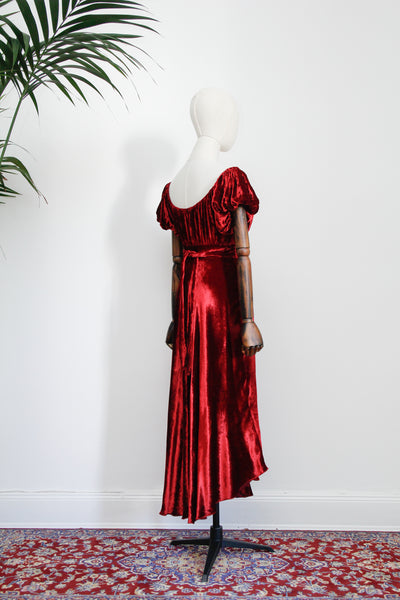 Antique 1930's Style Gothic Decadent Velvet Silk Maxi Dress