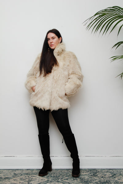 Vintage Cream Goat Hair Fur Coat