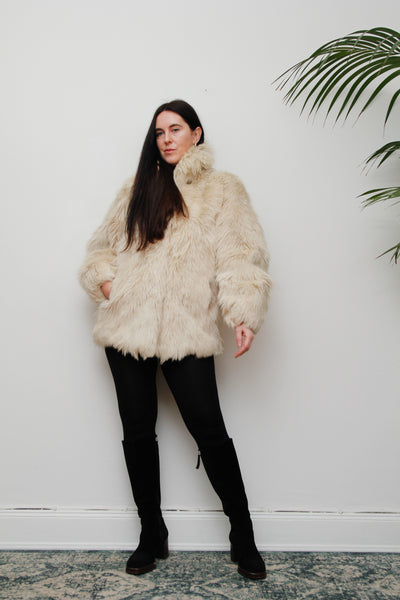 Vintage Cream Goat Hair Fur Coat