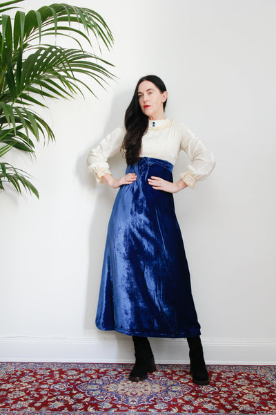 Vintage Victorian Velvet Prairie Maxi Dress