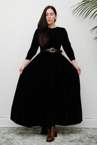 Vintage Black Velvet Laura Ashley style Dress