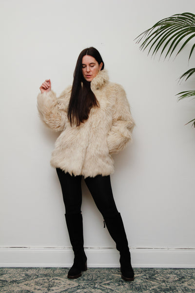 Vintage Cream Goat Hair Fur Coat