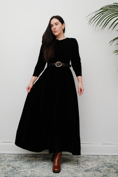 Vintage Black Velvet Laura Ashley style Dress