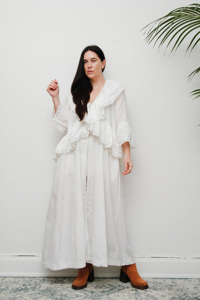 Vintage Laura Ashley Romantic Prairie White Maxi Length Gown Rare