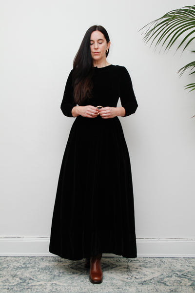 Vintage Black Velvet Laura Ashley style Dress