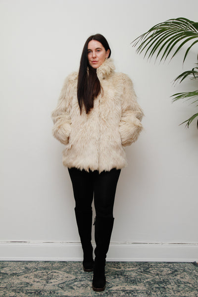 Vintage Cream Goat Hair Fur Coat