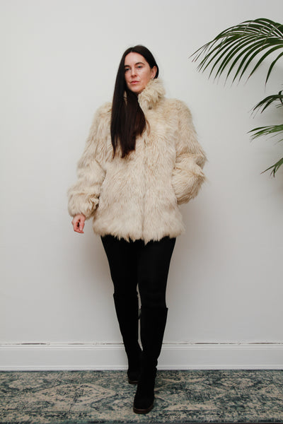 Vintage Cream Goat Hair Fur Coat