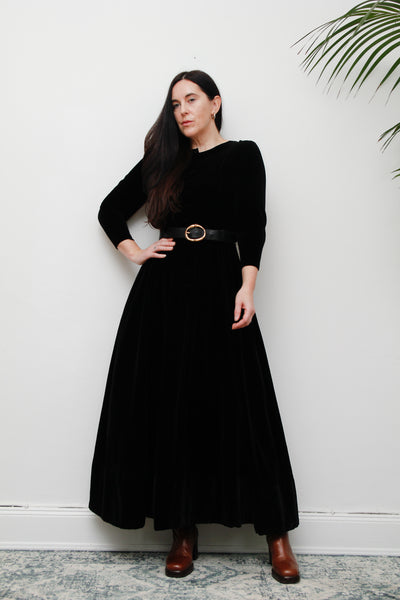 Vintage Black Velvet Laura Ashley style Dress