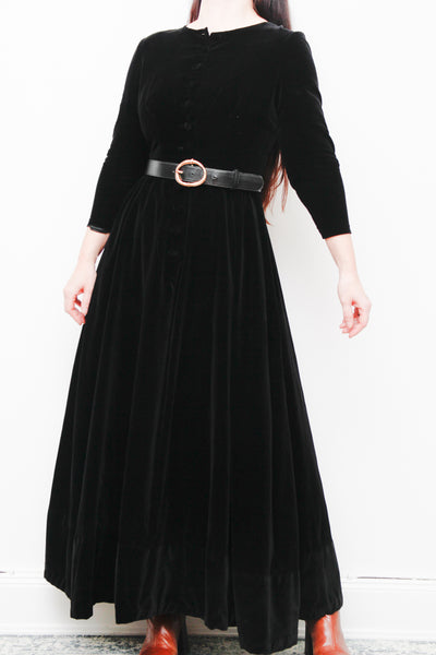 Vintage Black Velvet Laura Ashley style Dress