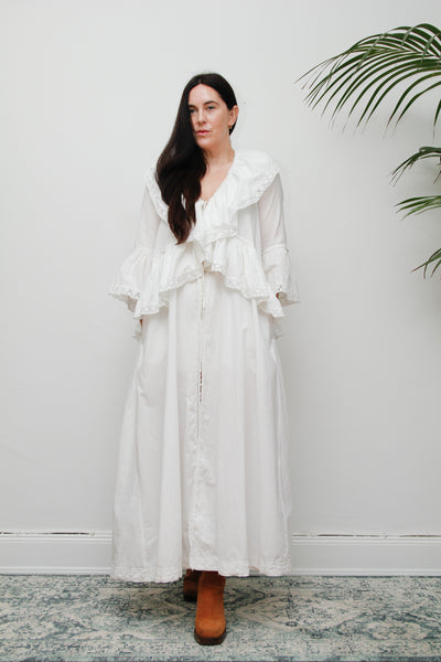 Vintage Laura Ashley Romantic Prairie White Maxi Length Gown Rare