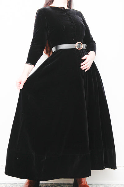 Vintage Black Velvet Laura Ashley style Dress