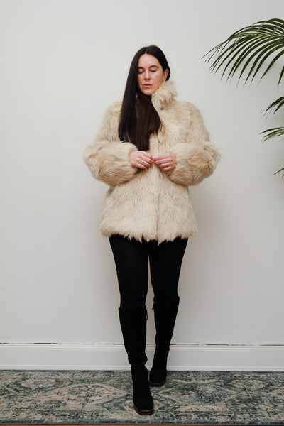 Vintage Cream Goat Hair Fur Coat