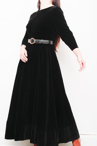 Vintage Black Velvet Laura Ashley style Dress