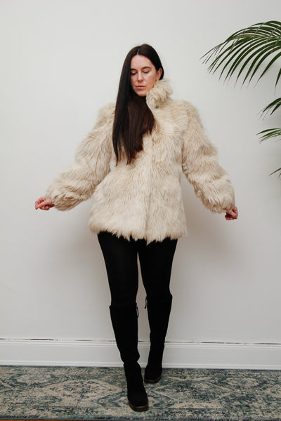 Vintage Cream Goat Hair Fur Coat