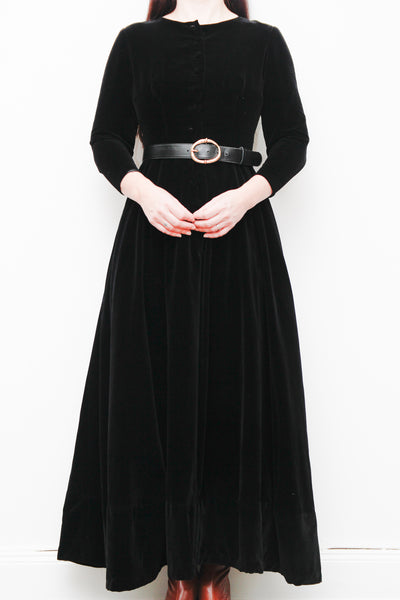 Vintage Black Velvet Laura Ashley style Dress