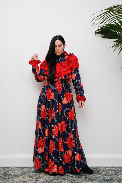 Vintage Floral Gothic Victorian Maxi Dress