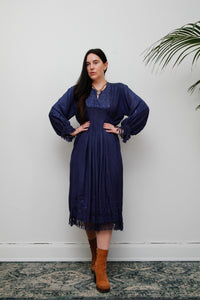 Vintage Floral Fringe Tassel Kaftan Dress