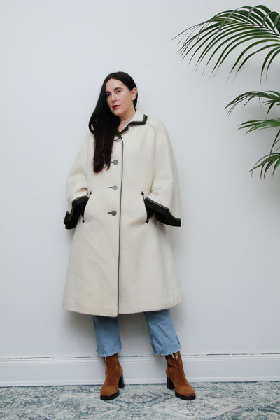 Vintage Cream Wool Cape Coat