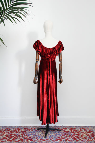 Antique 1930's Style Gothic Decadent Velvet Silk Maxi Dress
