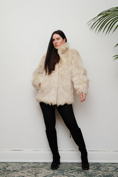 Vintage Cream Goat Hair Fur Coat