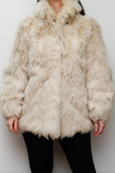 Vintage Cream Goat Hair Fur Coat