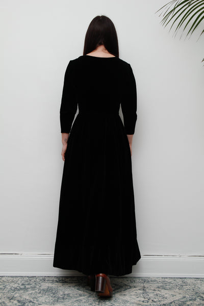 Vintage Black Velvet Laura Ashley style Dress