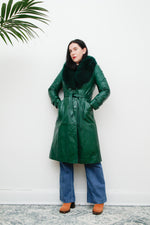 1970's Green Afghan Penny Lane Leather Sheepskin Coat