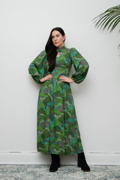 1970's Floral Prairie Cotton Maxi Dress