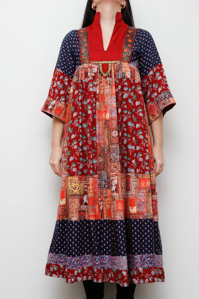 1970's Rare Afghan Folklore Kaftan Dress