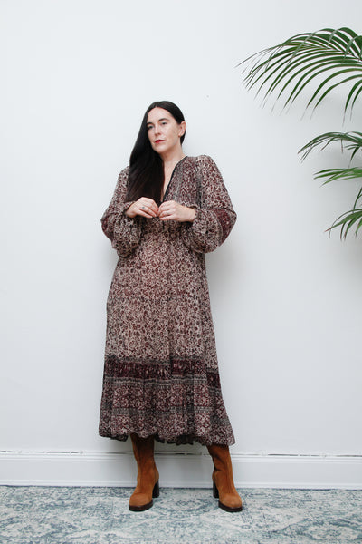 Vintage Indian Cotton  Gauze Phool 1970's Maxi Dress